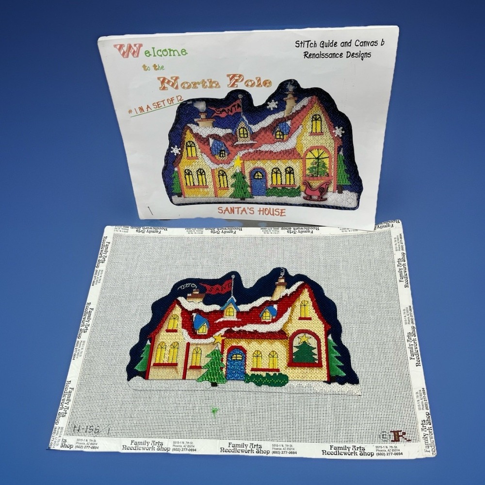Renaissance Designs Hand Painted‎ Needlepoint North Pole Village - Santa's House